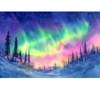 Paint by Numbers Aurora Borealis DIY Painting On Canvas, Paintwork with Paintbrushes Acrylic Paints, Perfect for Paint by Numbers for Adults and Beginner for Home Wall Decor 32x48Inch (Frameless) v-37
