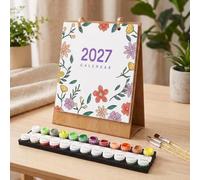Paint by Numbers Calendar 2027, Flower Paint by Number Calendar (White) | Easy DIY Calendar for Adults, Flower Paint by Number Kit, Creative Gift for New Year, Relaxing Daily Activity