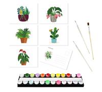 Paint by Numbers Cards with Envelopes for Adults, DIY Oil Painting Paint by Numbers Greeting Card for Family, Lovers, Friends-02-Potted Plants