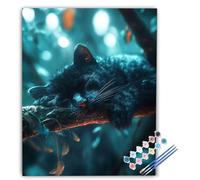 Paint by Numbers Cat Paint by Numbers Kits for Adult Black, DIY Canvas Oil Painting Kit for Kids or Beginner with Painting Brushes Acrylic, for Home Wall Decor Gifts 100x135cm Without Frame ukA-486