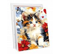 Paint by Numbers Cat Painting by Numbers for Adults, Flower Paint by Number Kits, DIY Canvas Oil Painting Kit for Kids with Brushes Acrylic Pigment Drawing for Home Decor 12x16 inch with Frame h-1273