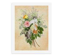 Paint by Numbers Cats Playing Among Colorful Flowers Digital Painting Kit for Adults Create Your Own Magical Scene Art Supplies Unframed 40x50CM