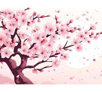 Paint by Numbers Cherry Blossom 40x50cm Paint by Numbers Beginners DIY Crafts for Adults Art Painting Kit Acrylic Pigment Drawing Paintwork Paint by Numbers Kit for Home Decor (Without Frame) E-516