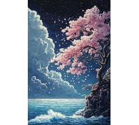 Paint by Numbers Cherry Blossom Tree DIY Painting On Canvas, Paintwork with Paintbrushes Acrylic Paints, Perfect for Paint by Numbers for Adults for Home Wall Decor 14x20Inch (Frameless) v-1002