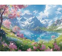 Paint by Numbers Cherry Blossoms Painting by Number for Adults Beginner, Easy DIY Craft Oil Painting Kits on Canvas, Mount Fuji Acrylic Oil Number Paints Kits, Gifts Decor 28x40 inch/70x100 cm O-637