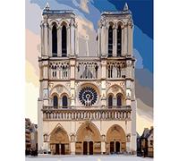 Paint by Numbers Church Building,DIY Paint by Numbers Kits for Adults Kids,Canvas Oil Painting Paint by Numbers with Brushes and Acrylic Pigment Arts Craft for Home Wall Decoration 20x26in Framed