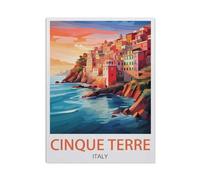 Paint by Numbers，Cinque Terre Italy Travel Poster，Landscape Kit for Adults Beginner DIY Oil Painting(20x30cm-AK23
