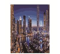 Paint by Numbers City Building Landscape,DIY Paint by Numbers Kits for Adults Kids,Canvas Oil Painting by Numbers with Brushes and Acrylic Pigment Arts Craft for Home Wall Decoration 16x20in Framed