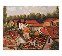 Paint by Numbers Country Building House,DIY Paint by Numbers Kits for Adults Kids,Canvas Oil Painting by Numbers with Brushes and Acrylic Pigment Arts Craft for Home Wall Decor 20x26in Without Frame