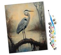 Paint by Numbers Crane on a Branch by The Water for Adults and Kids DIY Oil Painting Gift Kits Pre-Printed Canvas Art Home Decoration 16x20 inch Frameless