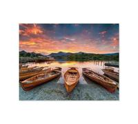 Paint by Numbers ,Derwent Water,Fiery Sunset Over Boats,DIY Oil Painting Kits for Adults Kids without Frame with Brushes and Acrylic Pigment Paint by Numbers Canvas Arts Crafts (30x40cm)-B96-BEAYODKP