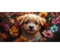 Paint by Numbers Dog DIY Painting by Numbers Kit for Adults Beginner 80X160CM Canvas Easy to Paint with Acrylic Paints, Flower Oil Painting, Home Wall Decor, Stress Relief Gift for Women, Unframed