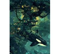 Paint by Numbers Dolphin Painting by Numbers for Adults with Frame, Paint by Number for Children Beginners, DIY Acrylic Pigment Drawing Paintwork Arts and Crafts for Room Decor, Gifts 40x60cm J8-216