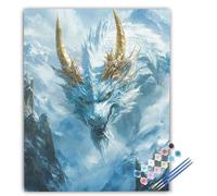 Paint by Numbers Dragon Paint by Numbers Kits for Adult Landscape, DIY Canvas Oil Painting Kit for Kids or Beginner with Painting Brushes Acrylic, for Home Decor Gifts 30x40cm Without Frame ukA-494
