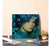 Paint by Numbers Flower Paint by Numbers Adults Woman, Hobbies for Adults Easy DIY Canvas Paintings Craft Art Kits for Kids with Accessories for Home Wall Decoration 40x40cm Without Frame Y-683H