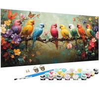 Paint by Numbers Flower Paint by Numbers for Adults Parrot Pattern Large 100x200cm, DIY Canvas Oil Paintings Hobbies for Adults Women Kit with Acrylic Pigment, Home Decor Gifts, Without Frame J3-44