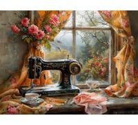 Paint by Numbers Flower Painting by Number for Adults Beginner, Easy DIY Craft Oil Painting Kits on Canvas, Sewing Machine Acrylic Oil Number Paints Kits for Gifts Decor 16x20 inch/40x50 cm O-3924