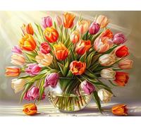 Paint by Numbers Flower Painting by Number for Adults Beginner, Easy DIY Craft Oil Painting Kits on Canvas, Bouquet Acrylic Oil Number Paints Kits, for Adults Gifts Decor 28x40 inch/70x100 cm O-3707