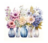 Paint by Numbers Flowers, Paint by Numbers, Adult Flowers, Paint by Numbers Adult, Paint by Numbers Set for Gift and Home Decor 30 x 30 cm, Frameless