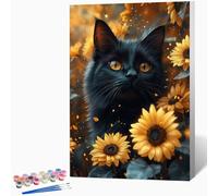 Paint by Numbers Flowers, Painting by Numbers for Adults Cat, DIY Hand Painted Oil Painting Kit with 3 - Brushes and Acrylic Paint, Canvas Kits for Gifts Home Decor, Without Frame 20"x26" -WX25101