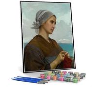 Paint by Numbers for Adult Breton Knitter Painting by William-Adolphe Bouguereau Arts Craft for Home Wall Decor
