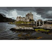 Paint by Numbers for Adult DIY Oil Paint by Numbers Kit for Kid Adult Beginner Eilean Donan Castle on Cloudy Day 20x26 Inch (Frameless)