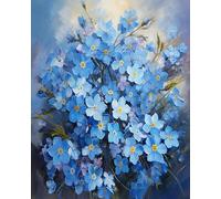 Paint by Numbers for Adult Forget-Me-Not DIY Canvas Oil Painting Kit for Adults with Paintbrushes Acrylic Pigment Drawing Paintwork,40x50cm,No Frame