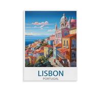 Paint by Numbers for Adult Girls，Lisbon Portugal Coast，Painting by Number for Adults DIY Digital Painting for Beginners Wall Decor Drawing Gift(20x30cm-N48