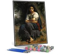 Paint by Numbers for Adult Kits The Little Knitter Painting by William-Adolphe Bouguereau Paint by Number Kit On Canvas for Beginners