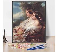 Paint by Numbers for Adult Queen Victoria and Victoire, Duchesse De Nemours Painting by Franz Xaver Winterhalter Arts Craft for Home Wall Decor
