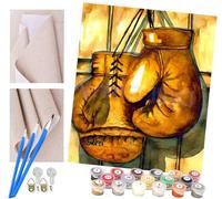 Paint by Numbers for Adults 16x20 inch Canvas Adults' Paint by Number Kits on Canvas DIY Oil Painting by Numbers for Adults - Golden Boxing Gloves Faith