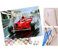 Paint by Numbers for Adults 16x20 inch Canvas Adults' Paint by Number Kits on Canvas DIY Oil Painting by Numbers for Adults - Passion red Formula Racing car