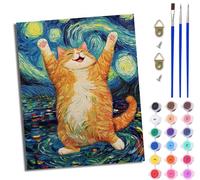 Paint by Numbers for Adults 16x20 inch DIY Paint by Numbers Kits Cute Orange cat Dancing for Beginner on Canvas Oil Painting with Paint Brushes with Frame for Home Decoration