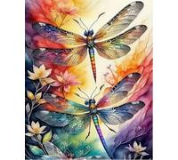 Paint by Numbers for Adults,16x20 Inch,Oil Painting DIY Number Painting Kits Hand Painted Gifts Wall Decor,Two Dragonflies with Colorful Wings,Frameless