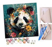 Paint by Numbers for Adults, 40x40 cm Acrylic Oil Paints by Numbers for Adults Beginner Kids Half of The Pandas face is a flowerin (11) Painting Kit with 4 Brushes Watercolor Paints Easy