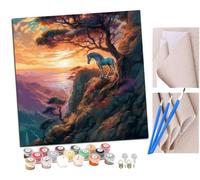 Paint by Numbers for Adults, 40x40 cm Acrylic Oil Paints by Numbers for Adults Beginner Kids Unicorn Cliff Edge Sunset (9) Painting Kit with 4 Brushes Watercolor Paints Easy