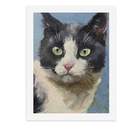 Paint by Numbers for Adults-A Black and White Cat with Green Eyes, Pink Nose, and White Whiskers -for Home Wall Decor 12X16Inch