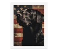 Paint by Numbers for Adults-A Black Labrador Retriever with an American Flag in The Background -for Home Wall Decor 12X16Inch