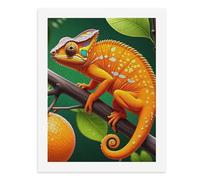 Paint by Numbers for Adults-A Chameleon on A Branch with an Orange Fruit -for Home Wall Decor 12X16Inch