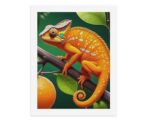 Paint by Numbers for Adults-A Chameleon on A Branch with an Orange Fruit -for Home Wall Decor 12X16Inch