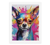 Paint by Numbers for Adults-A Colorful Chihuahua with Splashes of Paint Around It -for Home Wall Decor 12X16Inch