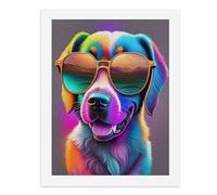 Paint by Numbers for Adults-A Colorful Dog Wearing Sunglasses -for Home Wall Decor 12X16Inch