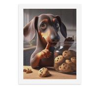 Paint by Numbers for Adults-A Dachshund with A Finger to Its Lips, Reaching Into A Jar of Chocolate Chip Cookies on A Kitchen Counter -for Home Wall Decor 12X16Inch
