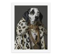 Paint by Numbers for Adults-A Dalmatian Dog Wearing A Leopard-Print Fur Coat and Multiple Gold Chains -for Home Wall Decor 12X16Inch