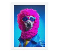 Paint by Numbers for Adults-A Dog with A Pink Curly Wig, Pink Sunglasses, A Blue Leather Jacket, and A Yellow Tie -for Home Wall Decor 12X16Inch