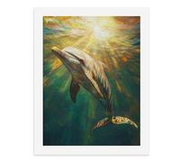 Paint by Numbers for Adults-A Dolphin Swimming Underwater with Sunlight Shining Through The Water -1-for Home Wall Decor 12X16Inch