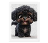 Paint by Numbers for Adults-A Fluffy Black and Brown Puppy with Big Round Eyes, A Smiling Mouth, and Curly Fur -for Home Wall Decor 12X16Inch