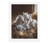 Paint by Numbers for Adults-A Group of Baby Unicorns Lying on Hay, with Closed Eyes and Small, Curved Horns -for Home Wall Decor 12X16Inch