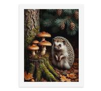 Paint by Numbers for Adults-A Hedgehog Near Toadstools, Pine Cones, and Autumn Leaves -for Home Wall Decor 12X16Inch