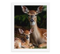 Paint by Numbers for Adults-A Mother Deer and A Fawn Lying on The Grass -for Home Wall Decor 12X16Inch